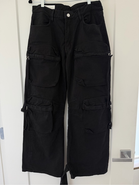 Zara Pants - Women’s Black Denim Cargo Pants - Utility Style